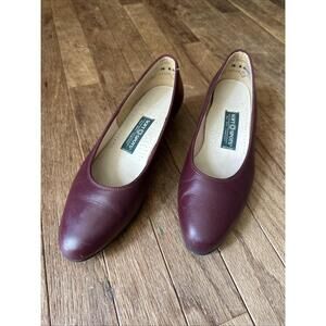 Soft Sport Low Wedge Heels Burgundy 7.5 Made In USA Leather‎ Vintage